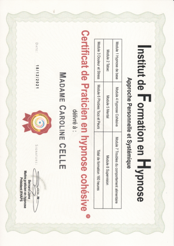 photo diplome Hypnocelle