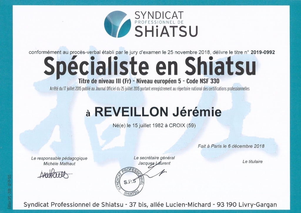 photo diplome Shiatsu-riviera