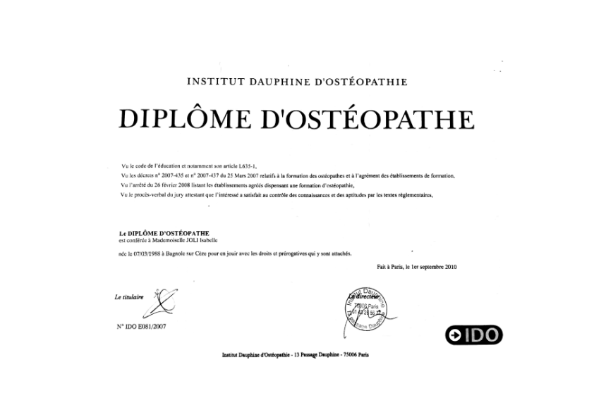 photo diplome Isabelle joli