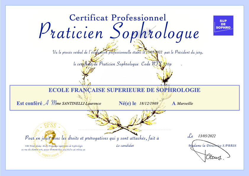 photo diplome Laurence santinelli 