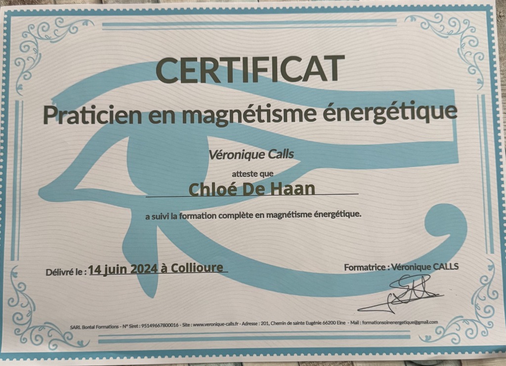 photo diplome Chloé De Haan Trémosa