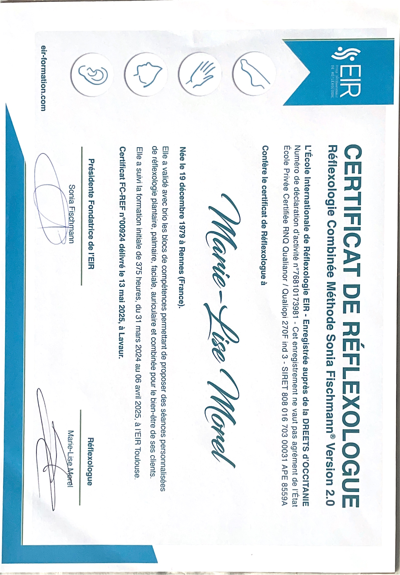 photo diplome Marie Lise Morel