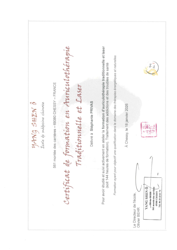 photo diplome Cabinet Vitalis