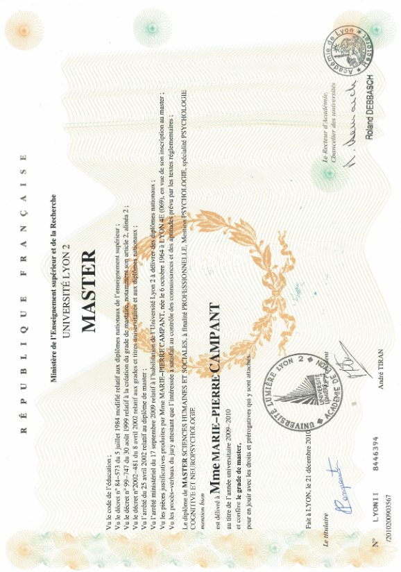 photo diplome CAMPANT MARIE PIERRE