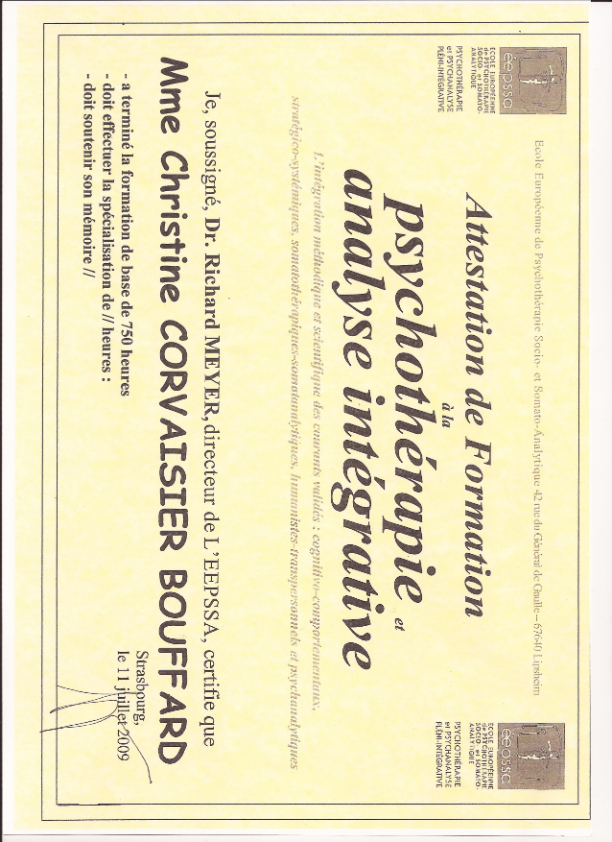 photo diplome Christine CORVAISIER