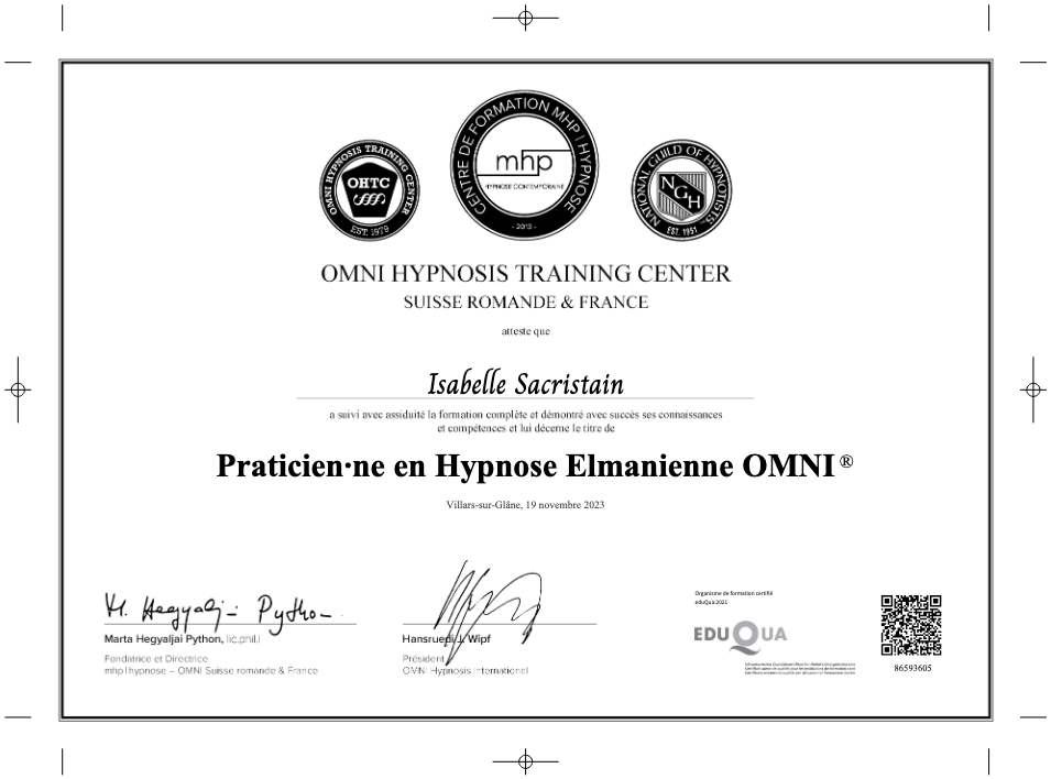 photo diplome Isabelle SACRISTAIN