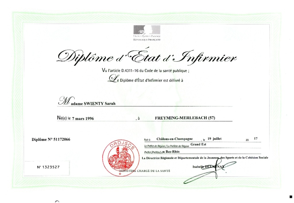 photo diplome Sarah Swienty