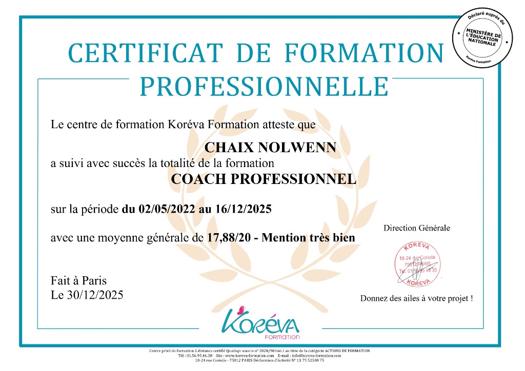 photo diplome Oser Vivre Pleinement