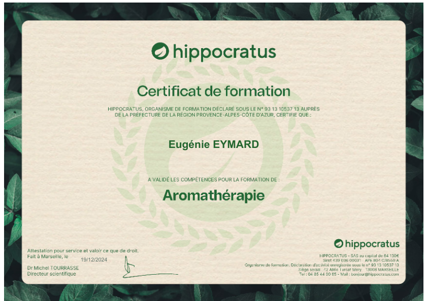 photo diplome Eugénie EYMARD