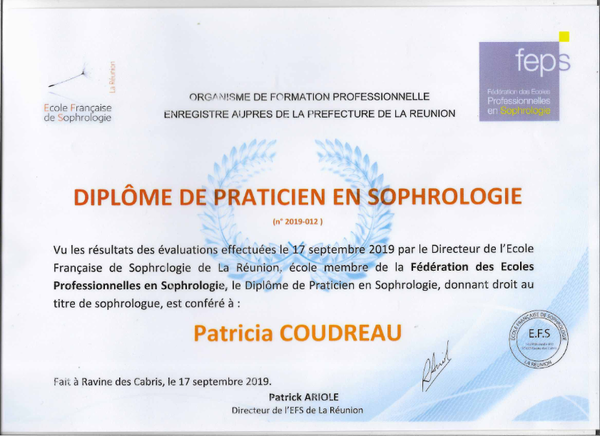 photo diplome Patricia COUDREAU