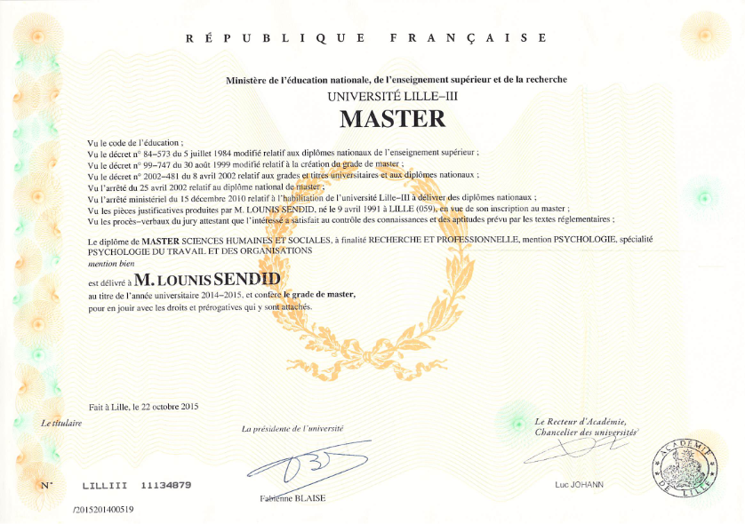 photo diplome Lounis SENDID