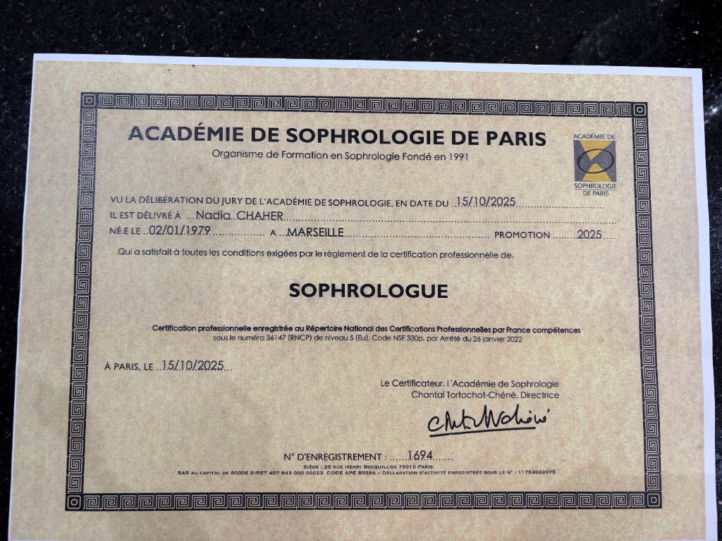 photo diplome Harmonie, Sérénité, détente  pour soi