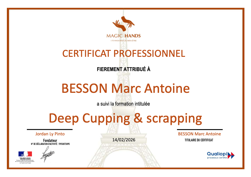 photo diplome Marc-Antoine Hom - Cabinet de massage 