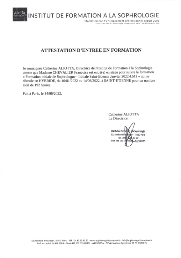 photo diplome CHEVALIER Françoise