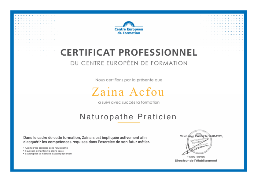 photo diplome Zaina Acfou 