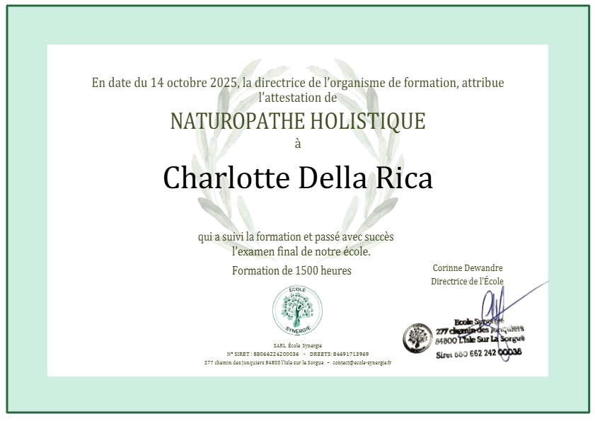 photo diplome Charlotte Della Rica