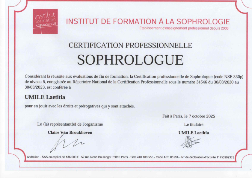 photo diplome Laetitia umile