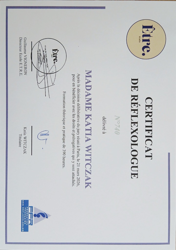 photo diplome KW REFLEXOLOGIE 