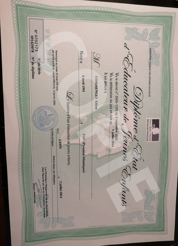 photo diplome Les Petites Mains d’Eileen