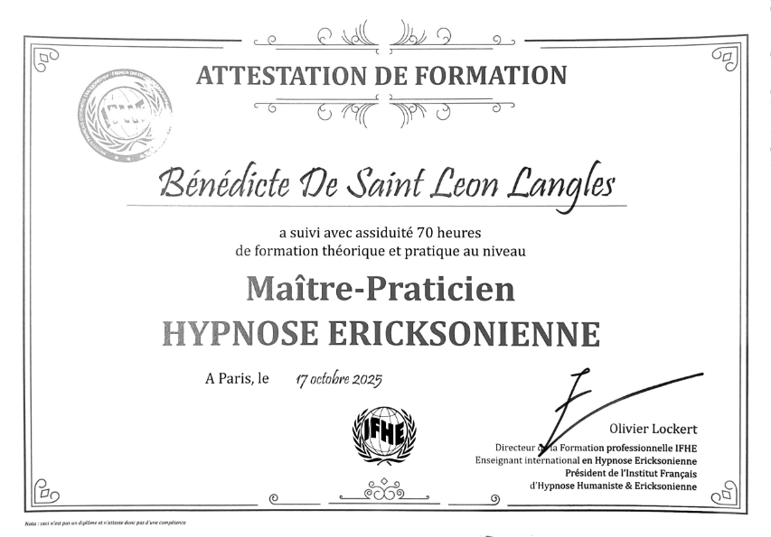 photo diplome Bénédicte de Saint Léon