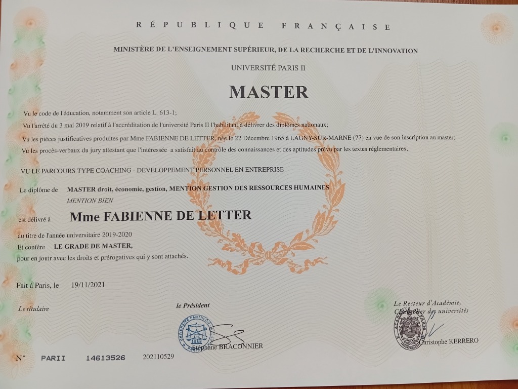 photo diplome Fabienne Guillaume