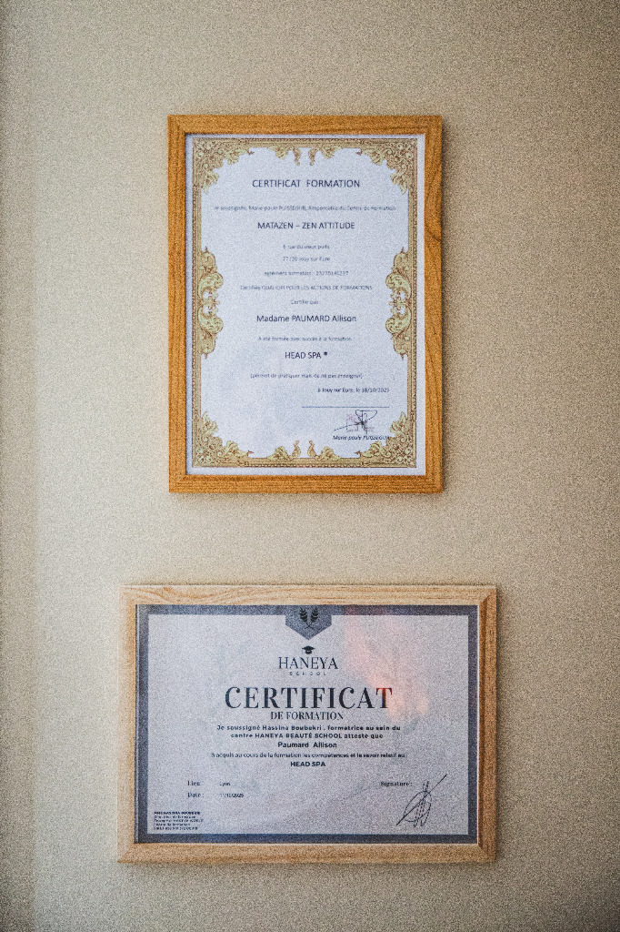 photo diplome La Parenthèse Head Spa