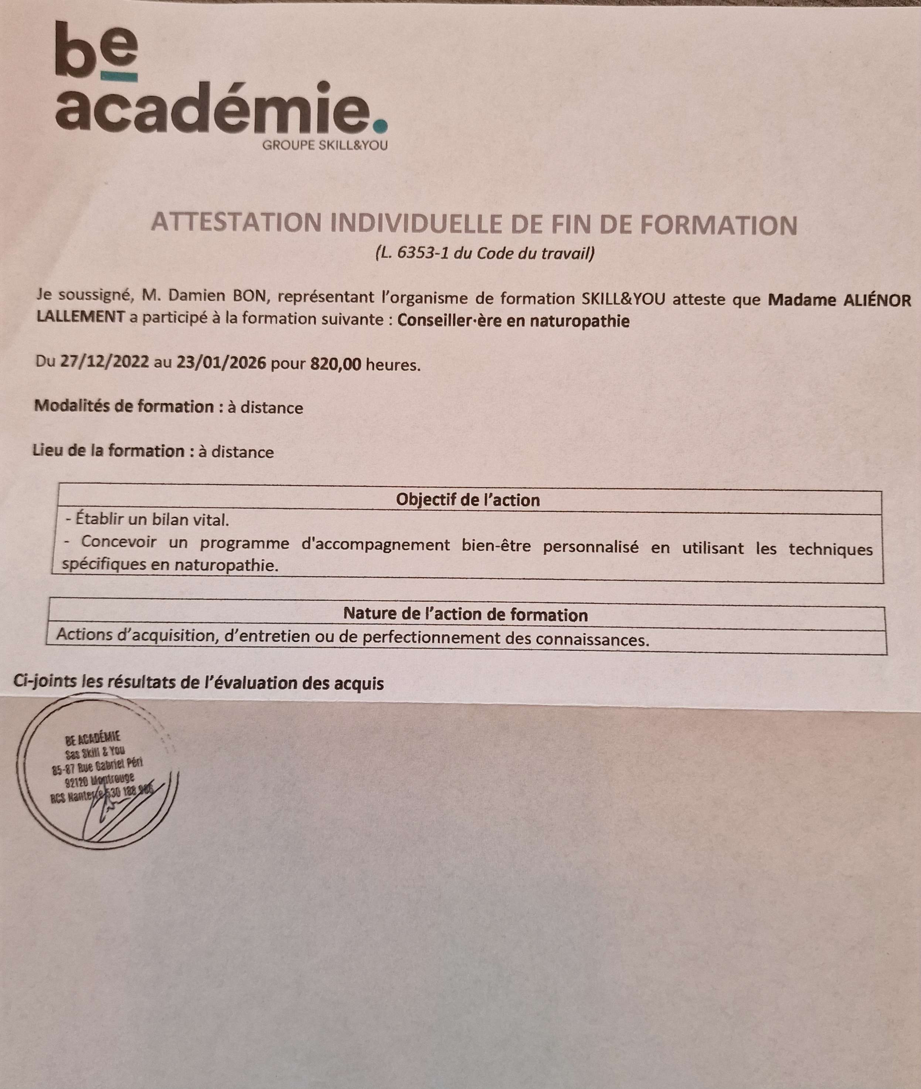 photo diplome Alienor Lallement