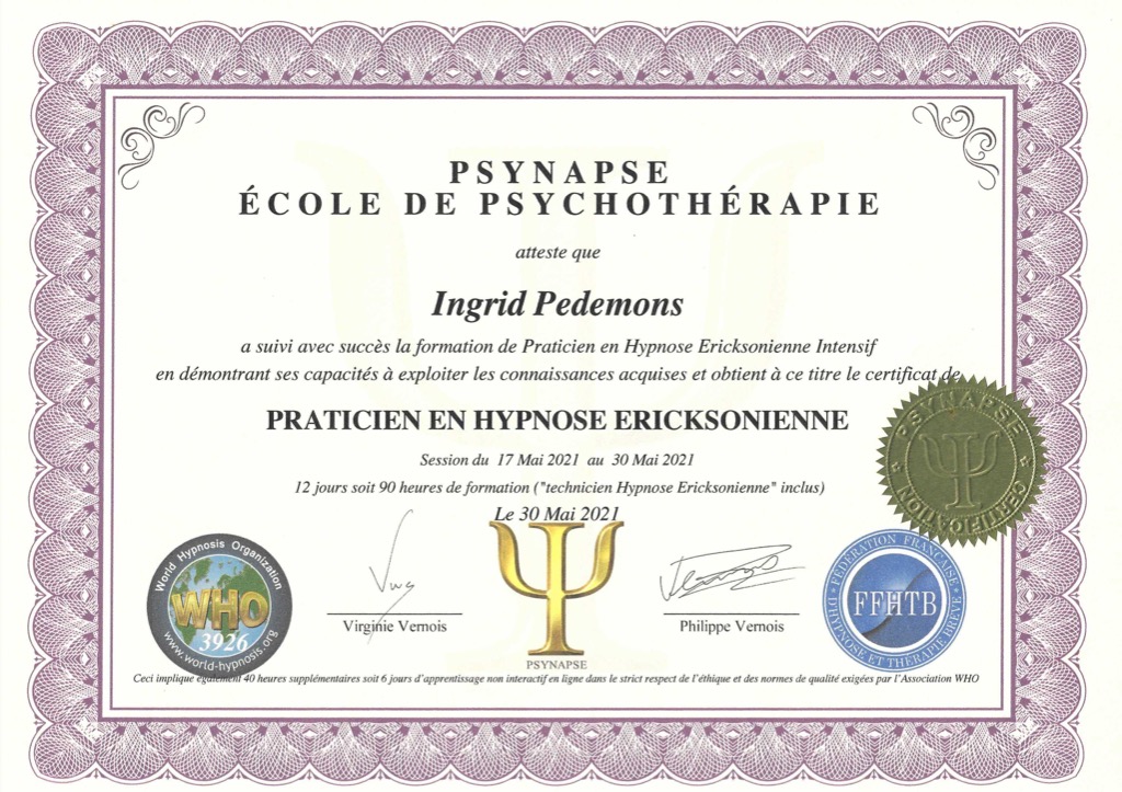 photo diplome Ingrid Pedemons