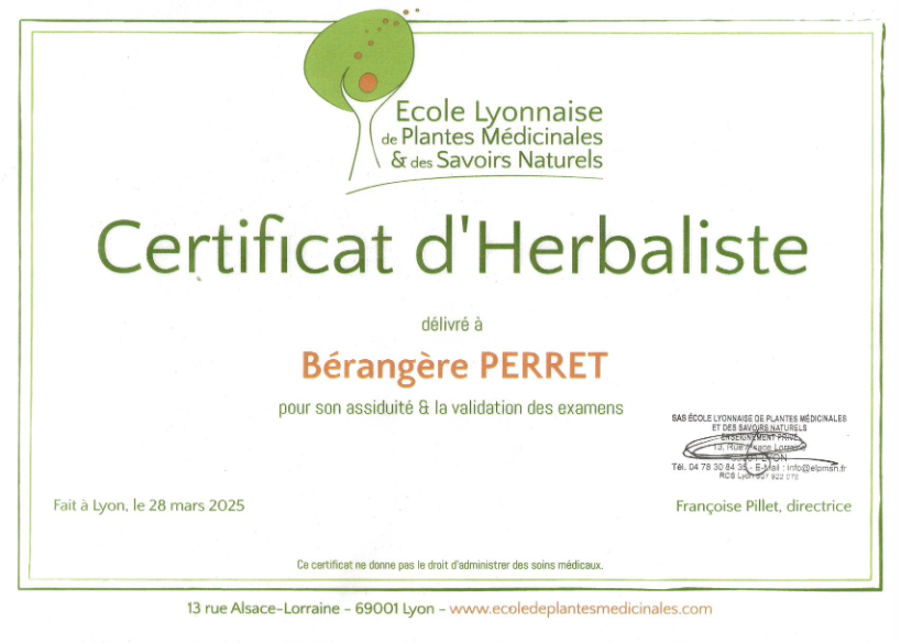 photo diplome Yerbera - Bérangère Perret
