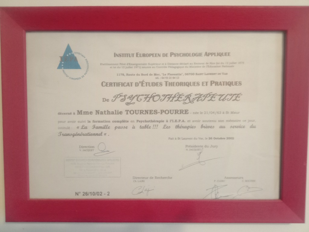 photo diplome Nathalie TOURNES-POURRE