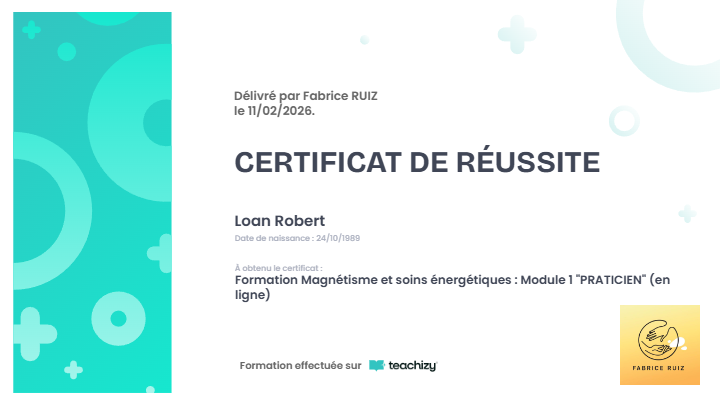photo diplome Loan-Magnétiseur-praticien Reiki