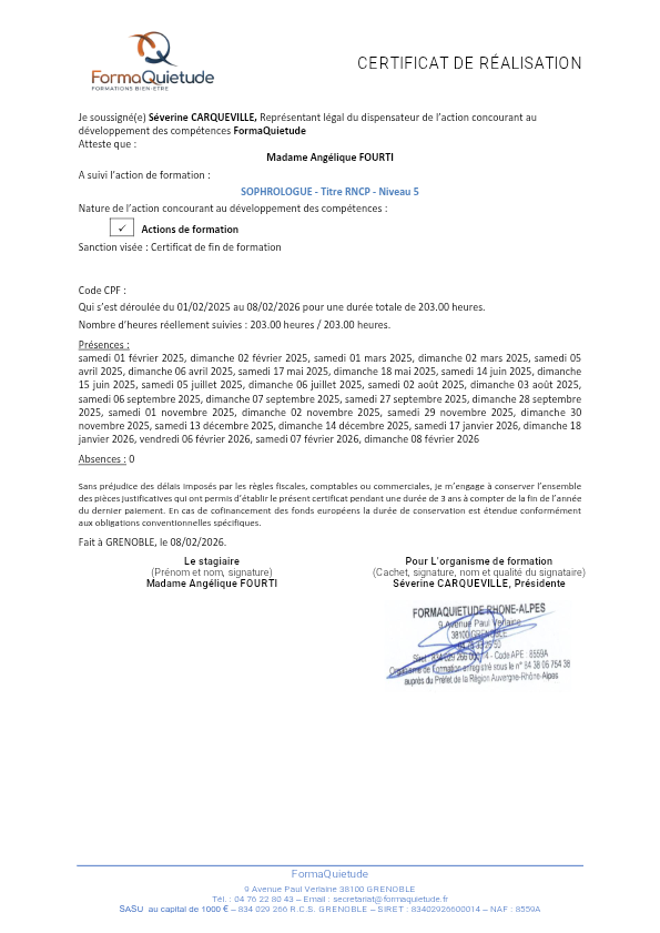 photo diplome Angelique Delpierre fourti