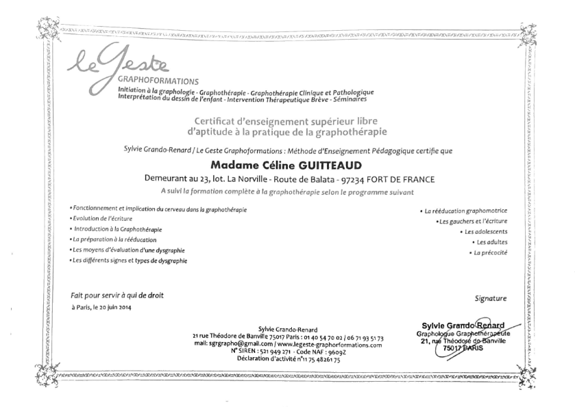 photo diplome Céline GUITTEAUD