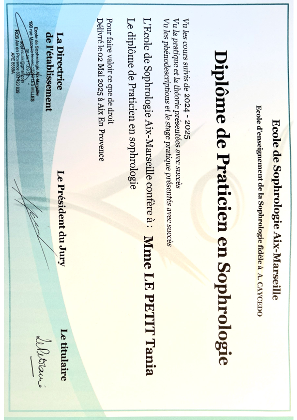 photo diplome Tania LE PETIT