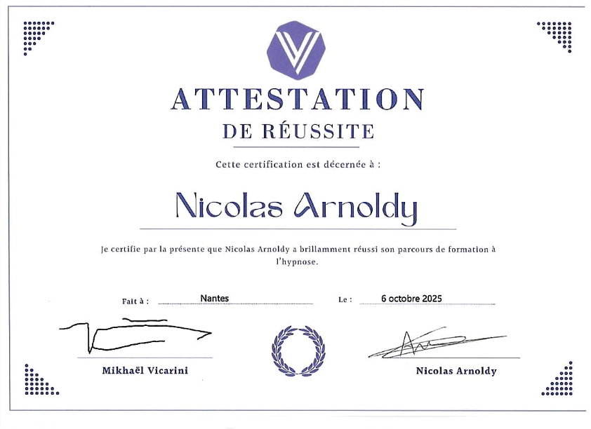 photo diplome Nicolas ARNOLDY