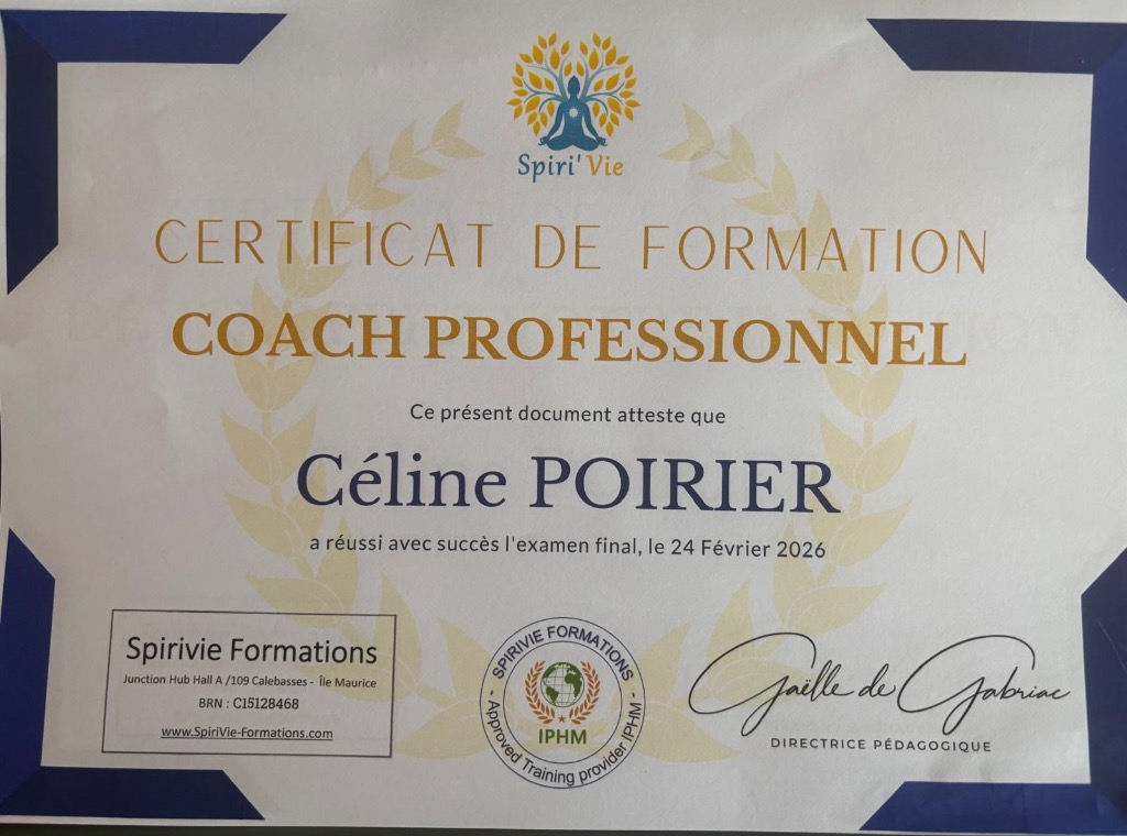 photo diplome Céline Retailleau - Coach spé. Ressentis/Intuition