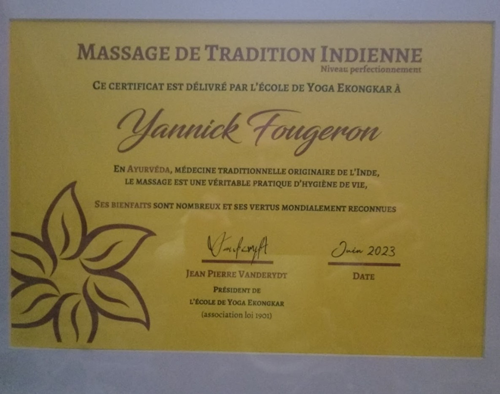 photo diplome Massage Bien-être Centre Bretagne