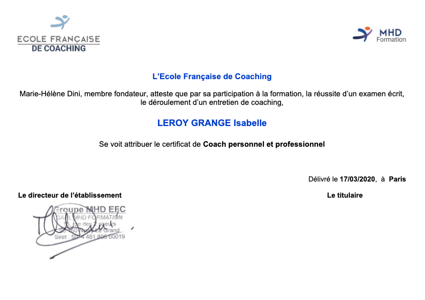 photo diplome ISABELLE LEROY