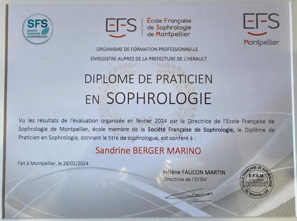 photo diplome Sandrine BERGER MARINO