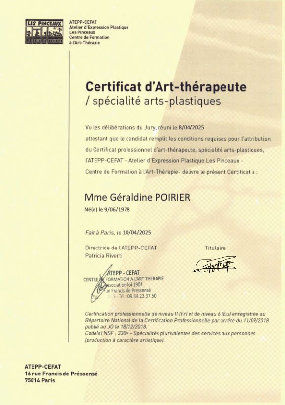 photo diplome Géraldine Poirier