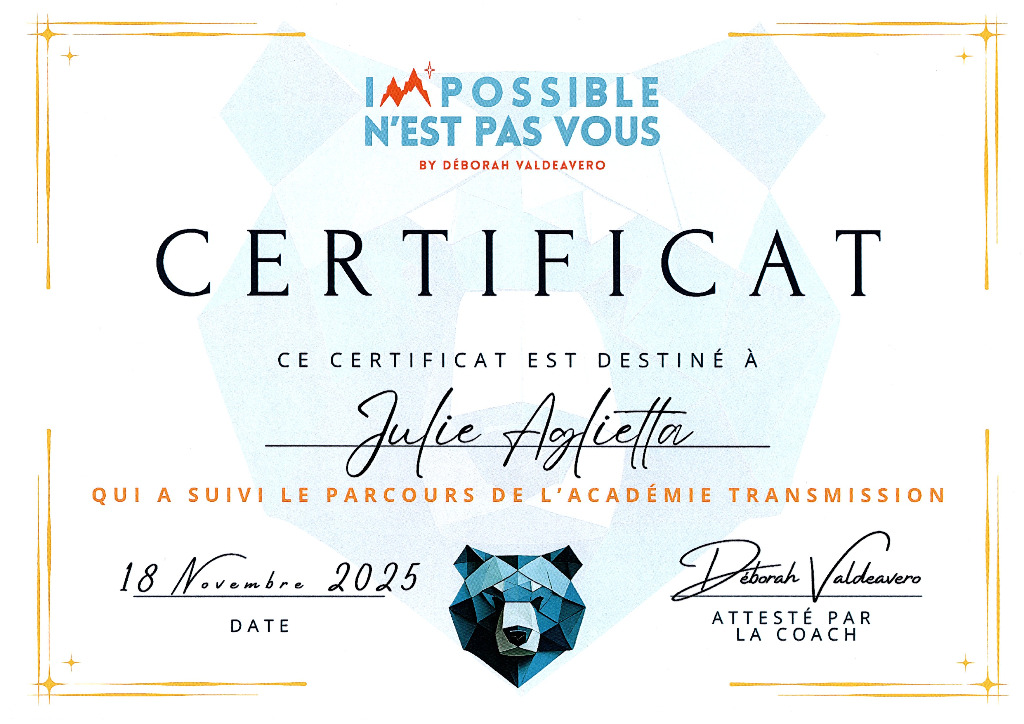 photo diplome Julie AGLIETTA - Pulséa