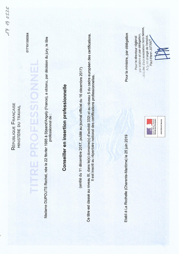 photo diplome Rachel DUPOUTS