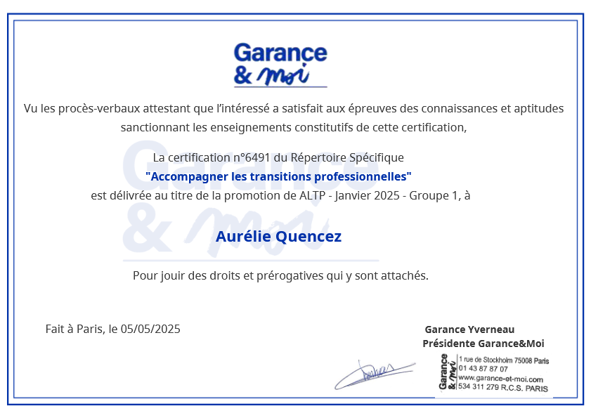 photo diplome Un air de Transition - Aurélie Quencez