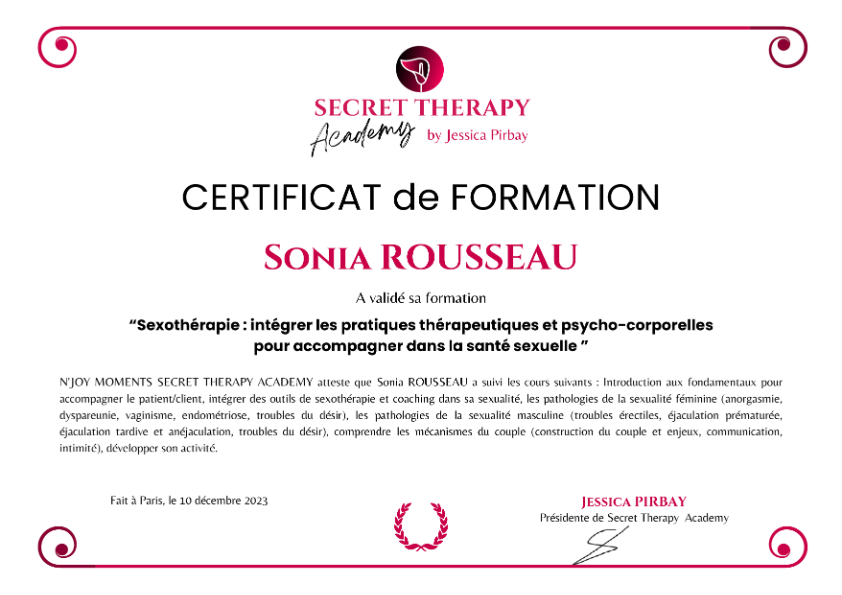 photo diplome Sonia ROUSSSEAU