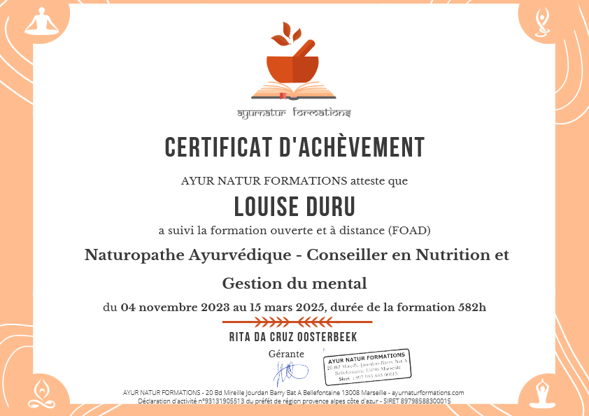 photo diplome La Fée Védique