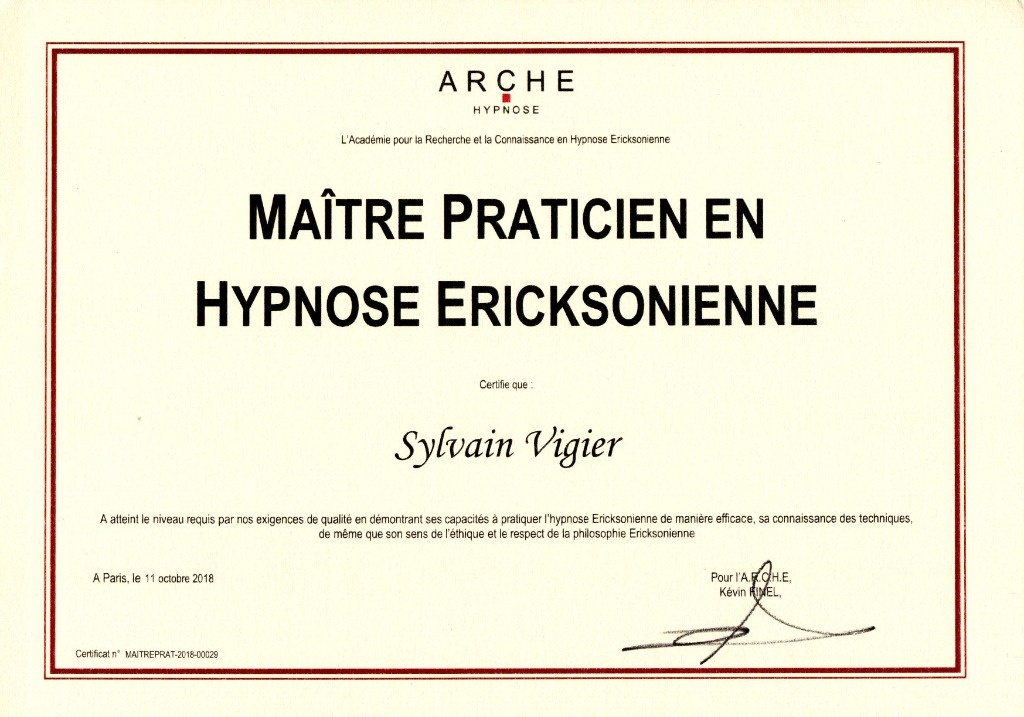 photo diplome Centre Hypnose Angoulême