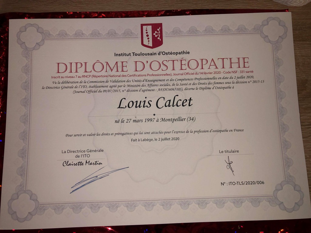 photo diplome Louis Calcet
