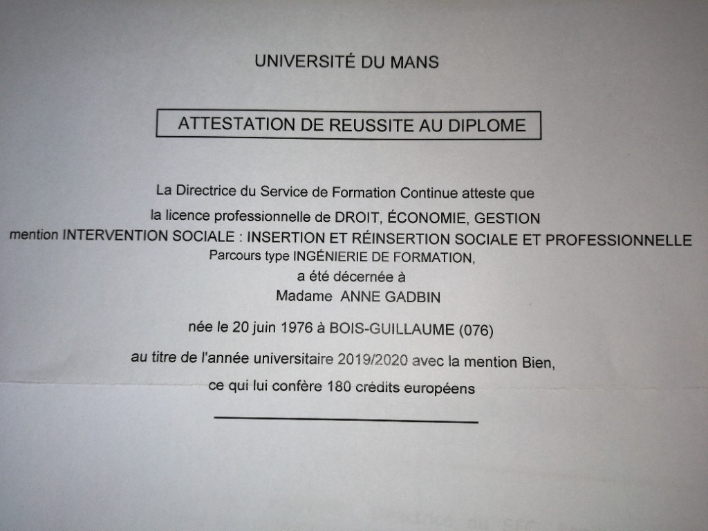 photo diplome Anne HEURTEBISE 