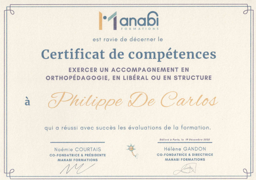 photo diplome Neuropédagogie Pour Tous