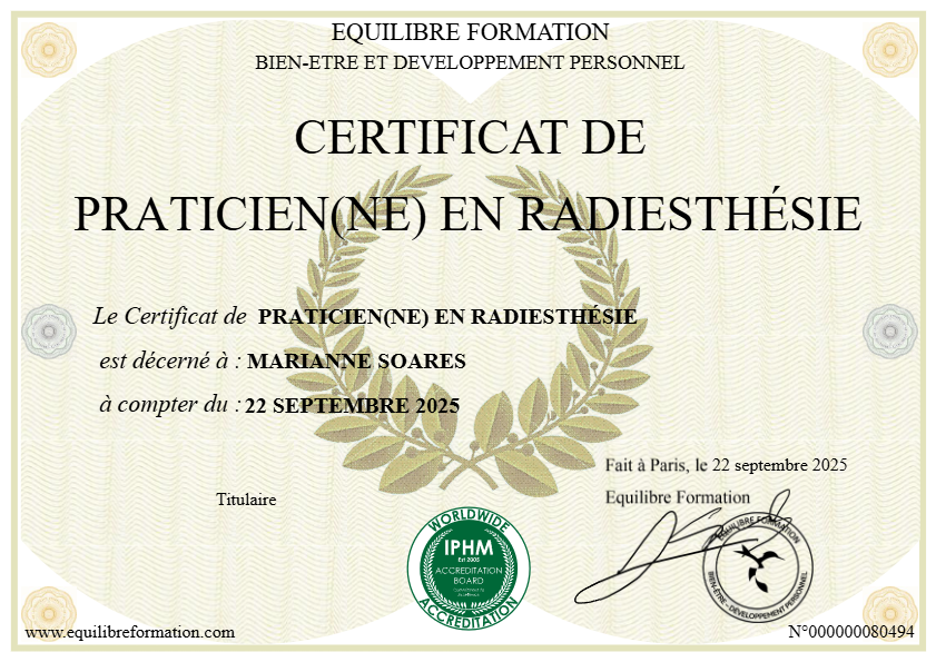 photo diplome Marianne Soares - Tarologue  Cartomancienne